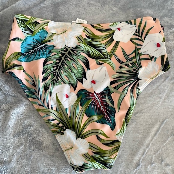 Cupshe Floral Print Med High Waisted Bikini Bottom Full Coverage NWOT - Picture 4 of 9
